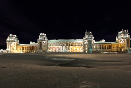 Russia  Moscow  Tsaritsino palace  Night view in the winter のeditorial素材