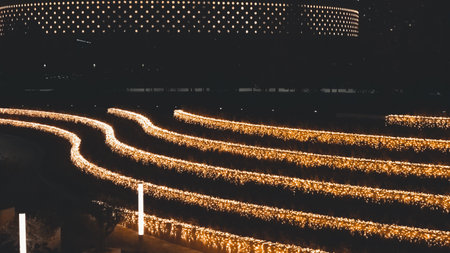 LED alley in the New Year atmosphere of Krasnodar parkの写真素材