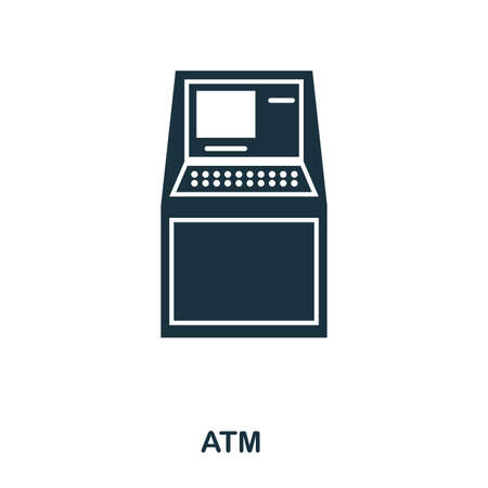 Atm icon. Flat style icon design. UI. Illustration of atm icon. Pictogram isolated on white. Ready to use in web design, apps, software, print.の写真素材