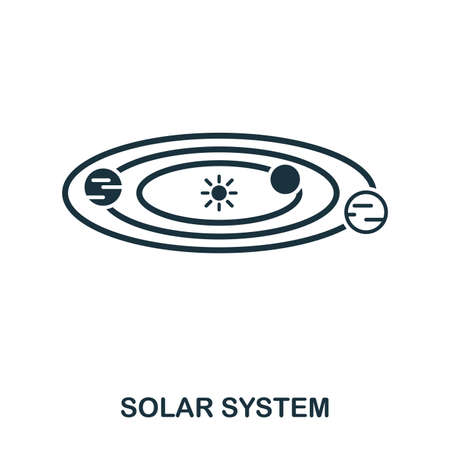 Solar System icon. Flat style icon design. UI. Illustration of solar system icon. Pictogram isolated on white. Ready to use in web design, apps, software, print.の写真素材
