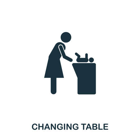 Changing Table icon. Mobile apps, printing and more usage. Simple element sing. Monochrome Changing Table icon illustration.のイラスト素材