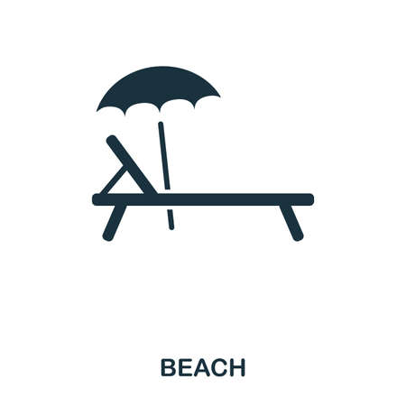Sunbed icon. Mobile app, printing, web site icon. Simple element sing. Monochrome Sunbed icon illustration.のイラスト素材