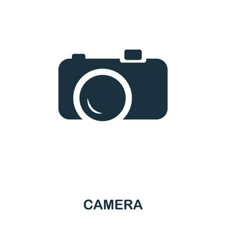 Camera icon. Mobile app, printing, web site icon. Simple element sing. Monochrome Camera icon illustration.の写真素材