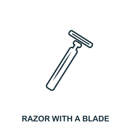 Razor With A Blade icon. Flat style icon design. UI. Illustration of razor with a blade icon. Pictogram isolated on white. Ready to use in web design, apps, software, print.の写真素材