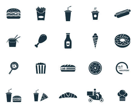 Fastfood icons set. Premium quality symbol collection. Fastfood icon set simple elements.の写真素材