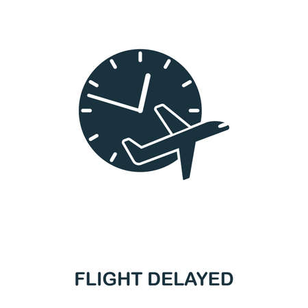 Flight Delayed icon. Line style icon design. UI. Illustration of flight delayed icon. Pictogram isolated on white. Ready to use in web design, apps, software, printのイラスト素材