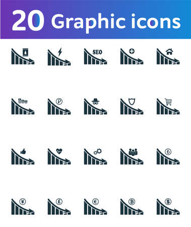 Decrease graphic icons set. UI and UX. Premium quality symbol collection. MDecrease graphic icon set simple elements for using in app, print, software etc.のイラスト素材