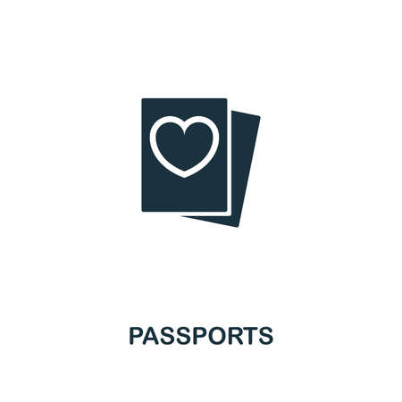 Passports creative icon. Simple element illustration. Passports concept symbol design from honeymoon collection. Can be used for mobile and web design, apps, software, print.のイラスト素材
