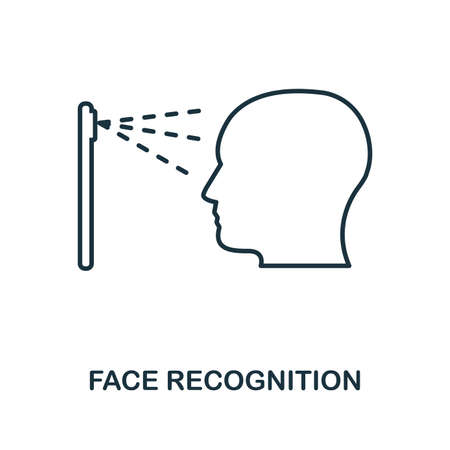 Face Recognition icon. Monochrome style design from visual device collection. UI. Pixel perfect simple pictogram face recognition icon. Web design, apps, software, print usage.のイラスト素材