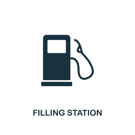 Filling Station icon. Monochrome style design from city elements collection. UI. Pixel perfect simple pictogram filling station icon. Web design, apps, software, print usage.のイラスト素材