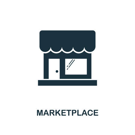 Marketplace icon. Monochrome style design from e-commerce collection. UI. Pixel perfect simple pictogram marketplace icon. Web design, apps, software, print usage.の写真素材
