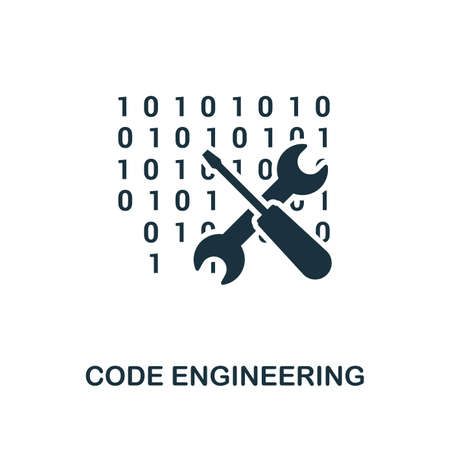 Code Engineering icon. Monochrome style design from big data collection. UI. Pixel perfect simple pictogram code engineering icon. Web design, apps, software, print usage.のイラスト素材