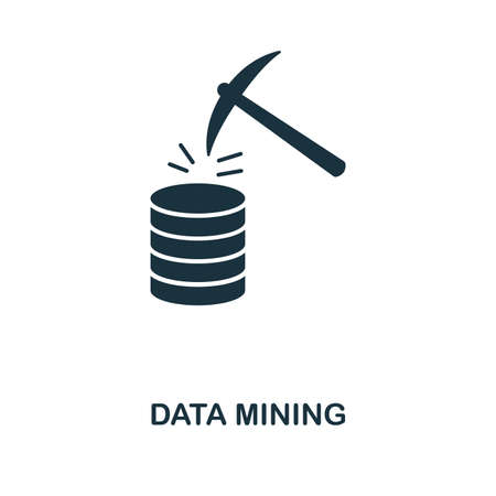Data Mining icon. Monochrome style design from big data collection. UI. Pixel perfect simple pictogram data mining icon. Web design, apps, software, print usage.のイラスト素材