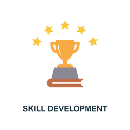 Skill Development flat icon. Monochrome style design from online education collection. UX and UI. Pixel perfect flat skill development icon. For web design, apps, software, printing usage.のイラスト素材