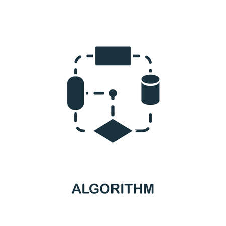 Algorithm icon. Monochrome style design from machine learning collection. UX and UI. Pixel perfect algorithm icon. For web design, apps, software, printing usage.のイラスト素材