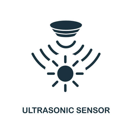 Ultrasonic Sensor icon. Monochrome style design from sensors collection. UX and UI. Pixel perfect ultrasonic sensor icon. For web design, apps, software, printing usage.のイラスト素材