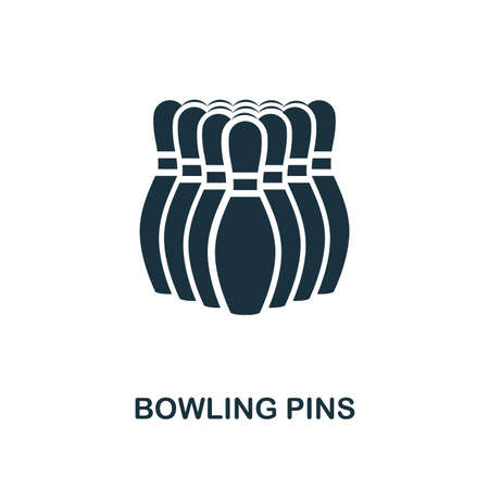Bowling Pins icon. Monochrome style design from bowling collection. UX and UI. Pixel perfect bowling pins icon. For web design, apps, software, printing usage.のイラスト素材