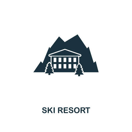 Ski Resort icon. Premium style design from winter sports collection. UX and UI. Pixel perfect ski resort icon for web design, apps, software, printing usage.のイラスト素材