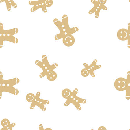 Gingerbread man pattern background cover creative design. 100 percent seamless. Wallpaper, web design, textile, printing usageのイラスト素材