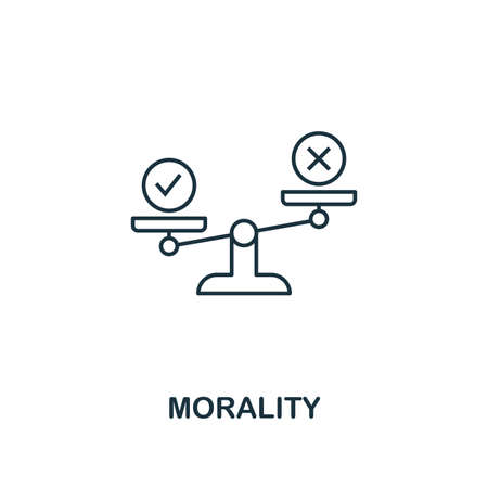 Morality icon. Thin line design symbol from business ethics icons collection. Pixel perfect morality icon for web design, apps, software, print usage.のイラスト素材