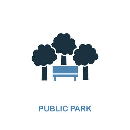 Public Park icon in two colors. Creative design from city elements icons collection. Colored public park icon for web and mobile design.のイラスト素材