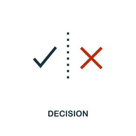 Decision icon in two color design. Red and black style elements from machine learning icons collection.  Creative decision icon. For web design, apps, software, print usage.のイラスト素材