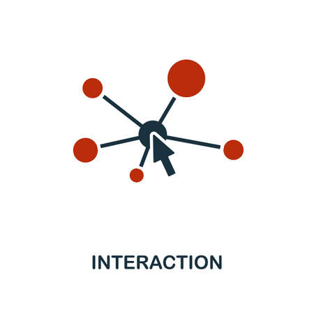 Interaction icon in two color design. Red and black style elements from machine learning icons collection.  Creative interaction icon. For web design, apps, software, print usage.のイラスト素材