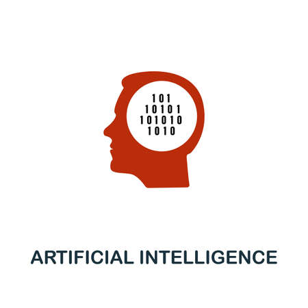 Artificial Intelligence icon in two color design. Red and black style elements from machine learning icons collection. Creative artificial intelligence icon. For web design, apps, software usage.のイラスト素材
