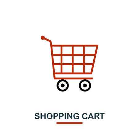 Shopping Cart icon in two colors. Creative black and red design from e-commerce icons collection. Pixel perfect simple shopping cart icon for web design, apps, software, print usage.の写真素材