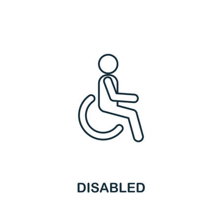Disabled icon. Thin line outline style from shopping center sign icons collection. Premium disabled icon for design, apps, software and more.のイラスト素材