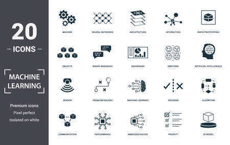 Machine Learning icon set. Contain filled flat machine learning ...