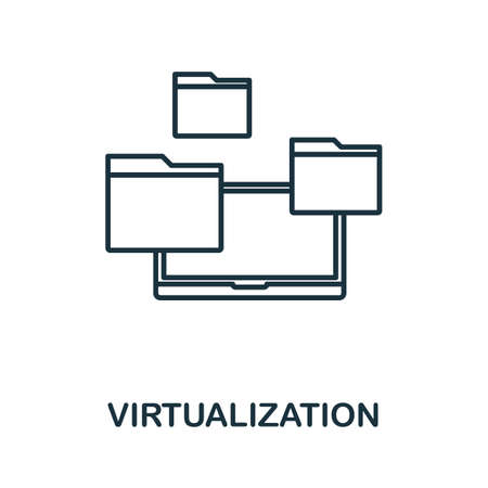 Virtualization icon. Thin outline style design from web hosting icons collection. Creative Virtualization icon for web design, apps, software, print usage.のイラスト素材