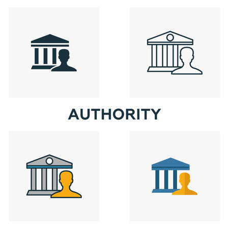 Authority icon set. Four elements in diferent styles from content icons collection. Creative authority icons filled, outline, colored and flat symbols.