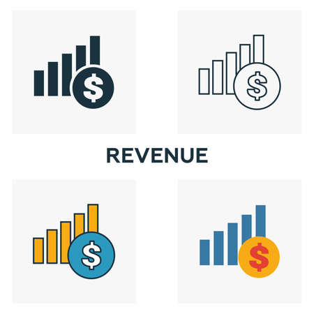 Revenue outline icon. Thin line element from crowdfunding icons collection. UI and UX. Pixel perfect revenue icon for web design, apps, software, print usage.のイラスト素材