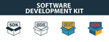 Software Development Kit icon set. Premium symbol in different styles from customer service icons collection. Creative software development kit icon filled, outline, colored and flat symbolsのイラスト素材