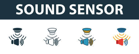 Sound Sensor icon set. Premium symbol in different styles from sensors icons collection. Creative sound sensor icon filled, outline, colored and flat symbolsのイラスト素材