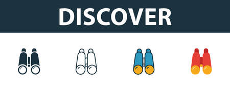 Discover icon set. Premium simple element in different styles from startup icons collection. Set of...