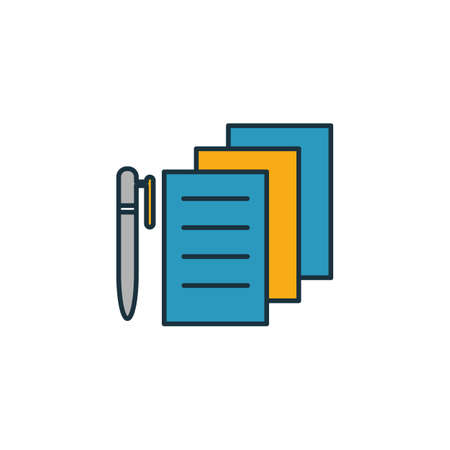 Reporting icon. Outline filled creative elemet from business management icons collection. Premium reporting icon for ui, ux, apps, software and infographics.のイラスト素材