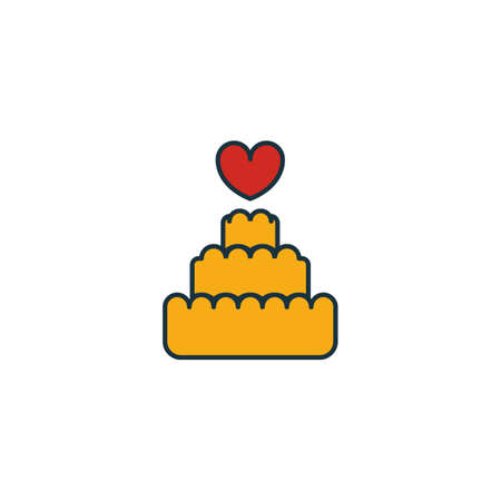 Cake icon set. Four elements in diferent styles from honeymoon icons collection. Creative cake icons filled, outline, colored and flat symbols.のイラスト素材