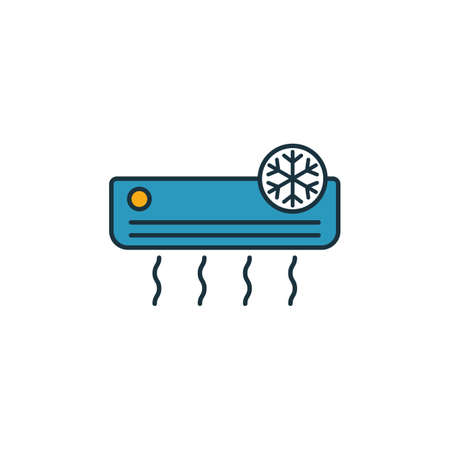 Air Condition icon set. Four elements in diferent styles from household icons collection. Creative air condition icons filled, outline, colored and flat symbols.のイラスト素材
