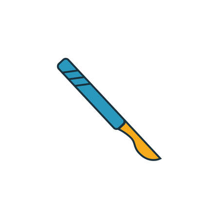 Scalpel icon set. Four elements in diferent styles from medicine icons collection. Creative scalpel icons filled, outline, colored and flat symbols.のイラスト素材