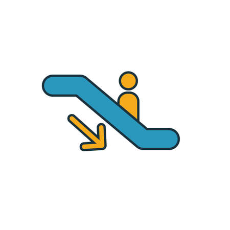 Escalator Down icon. Simple element from shopping center sign icons collection. Creative Escalator Down icon ui, ux, apps, software and infographics.のイラスト素材