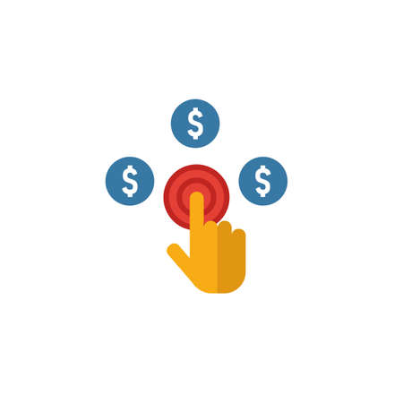 Pay Per Click icon. Flat creative element from advertising icons collection. Colored pay per click icon for templates, web design and software.のイラスト素材
