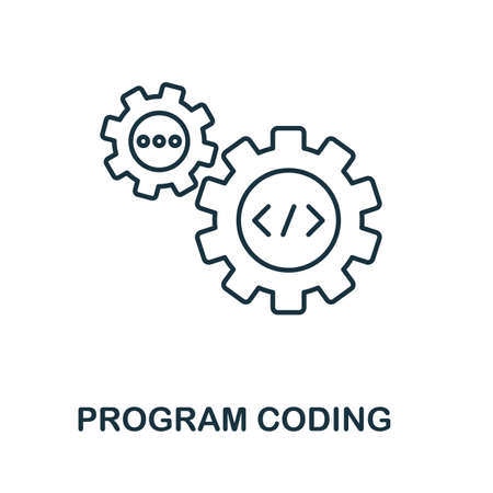 Program Coding line icon. Thin design style from programmer icon collection. Simple program coding icon for infographics and templates.のイラスト素材