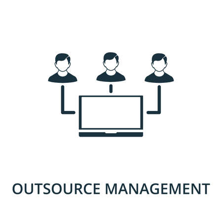 Outsource Management icon from reputation management collection. Simple line element outsource management symbol for templates, web design and infographics.のイラスト素材