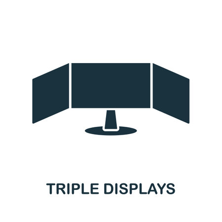 Triple Displays icon. Monocrome element from technology collection. Triple Displays icon for banners, infographics and templates.のイラスト素材