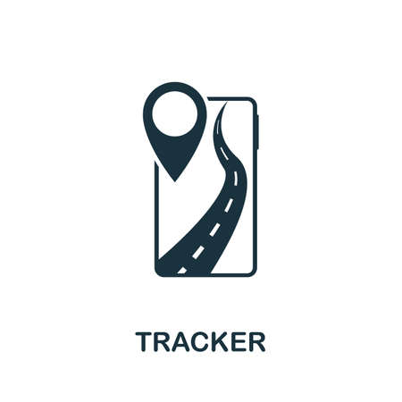 Tracker icon. Simple element from technology collection. Filled monochrome Tracker icon for templates, infographics and bannersのイラスト素材