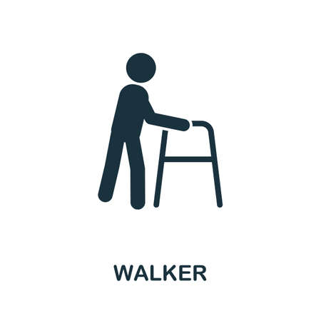 Walker icon. Simple element from medical services collection. Filled monochrome Walker icon for templates, infographics and bannersのイラスト素材