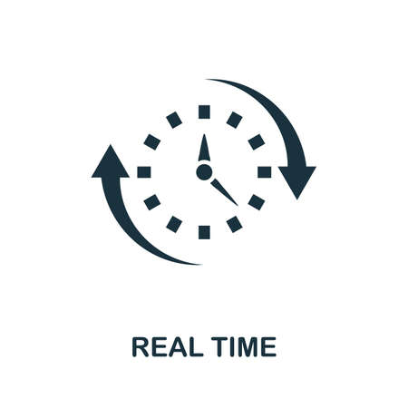 Real Time icon. Simple creative element. Filled monochrome Real Time icon for templates, infographics and bannersのイラスト素材