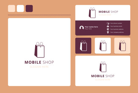 Mobile shop logo design with editable slogan. Branding book and business card template.のイラスト素材